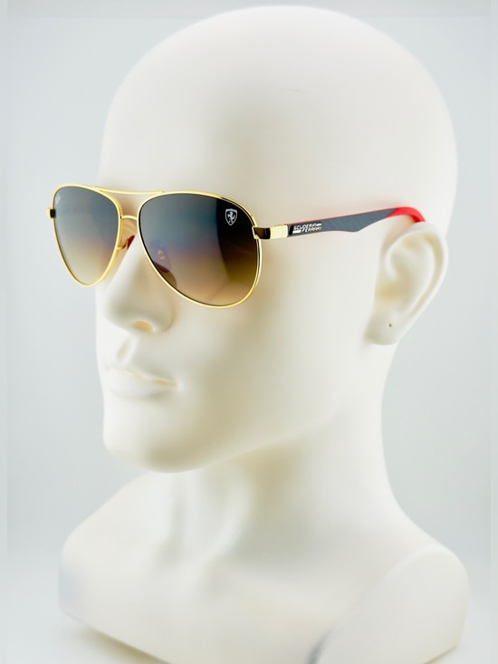 Ray-Ban Accessories - Ray-Ban Scuderia Ferrari Sunglasses RB8313M Gold Frame Brown Gradient Lenses